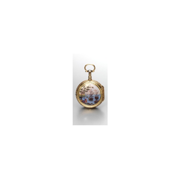ISAAC SORET & FILS - a gold quarter repeating enamel verge watch, last quarter 18th Century, no. 14835