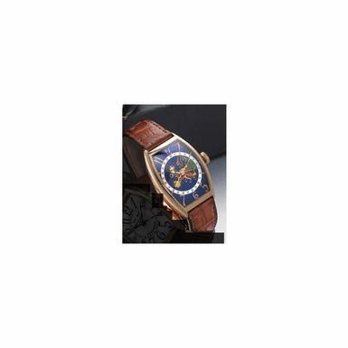 FRANCK MULLER - No. 32, Ref. 5850 WW, Circa 1998, A Pink Gold Tonneau Automatic Sweep Seconds Dual Time Zone Wristwatch