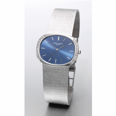 Patek Philippe - PATEK PHILIPPE - A white gold and later diamond set oval bracelet watch Ellipse 'Horizontal', 1973, no.1.175.201, ref.3583/1