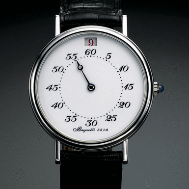 BREGUET, A FINE&&NBSP - LIMITED EDITION PLATINUM AUTOMATIC JUMP HOUR WRISTWATCH WITH ENAMEL DIAL CIRCA 1992 REF 3514 NO 196/400