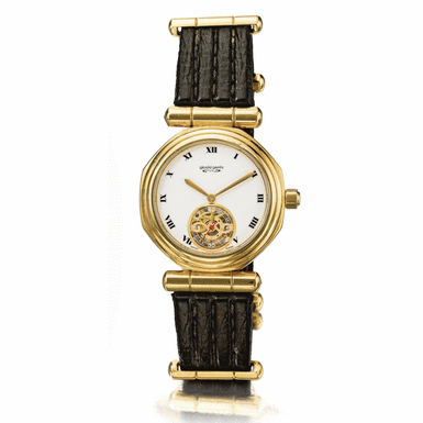 GERALD GENTA - A GOLD OCTAGONAL AUTOMATIC TOURBILLON WRISTWATCH CIRCA 1995 REF 4008.4 NO 58