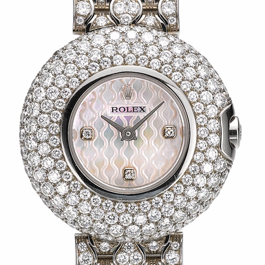 ROLEX, A LADY'S WHITE GOLD AND DIAMOND SET WRISTWATCH WITH MOTHER-OF-PEARL DIAL&&NBSP - AND BRACELET&&NBSP - CIRCA 2005 ORCHID