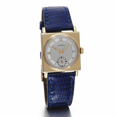 PATEK PHILIPPE - RETAILED BY CARTIER: A FINE YELLOW GOLD SQUARE WRISTWATCH WITH TWO TONE DIAL 1938 REF 562J MVT 825381 CASE 617320
