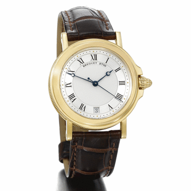 BREGUET - A YELLOW GOLD AUTOMATIC CENTRE SECONDS WRISTWATCH WITH DATE CIRCA 2000 MARINE NO 2716J