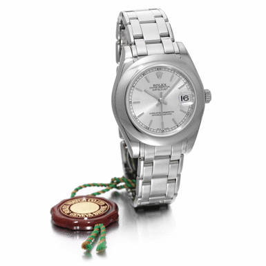ROLEX - A LADY'S WHITE GOLD AUTOMATIC CENTRE SECONDS WRISTWATCH WITH DATE AND BRACELET CIRCA 2001 REF 81209 OYSTER PERPETUAL DATEJUST