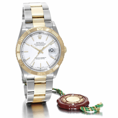 ROLEX - A YELLOW GOLD AND STAINLESS STEEL AUTOMATIC CENTRE SECONDS WRISTWATCH WITH DATE AND BRACELET CIRCA 2002 REF 16263 OYSTER PERPETUAL DATEJUST