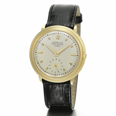 PATEK PHILIPPE - RETAILED BY TIFFANY & CO: A FINE 18K YELLOW GOLD WRISTWATCH 1953 REF 2515J MVT 721855 CASE 679697