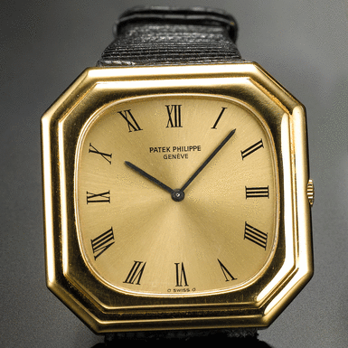 PATEK PHILIPPE - A YELLOW GOLD OCTAGONAL WRISTWATCH WITH CONCEALED LUGS CIRCA 1976 REF 3631J MVT 1362760 CASE 2757588