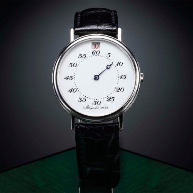 BREGUET - A LIMITED EDITION PLATINUM AUTOMATIC JUMP HOUR WRISTWATCH WITH ENAMEL DIAL CIRCA 1990 NO 306/400