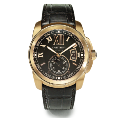 Property being sold to benefit The Hetrick-Martin Institute - CARTIER - A LARGE 18K PINK GOLD AUTOMATIC WRISTWATCH WITH DATE CIRCA 2010 CALIBRE DE CARTIER