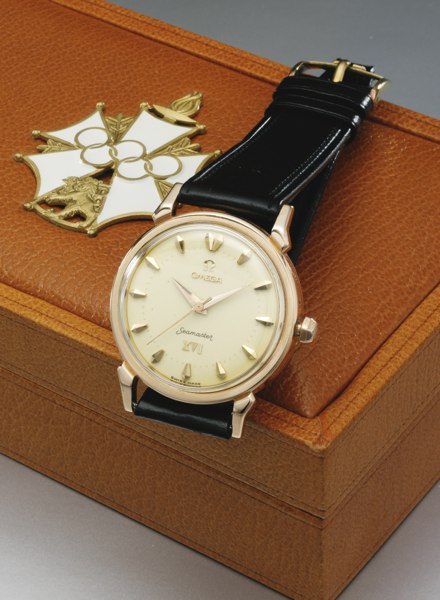 Omega AN 18K PINK GOLDCENTRE SECOND AUTOMATIC WRISTWATCH MVT 15513715 CASE 194425 REF 2850SC “SEAMASTER MELBOURNE OLYMPIC GAMES” CIRCA 1957
