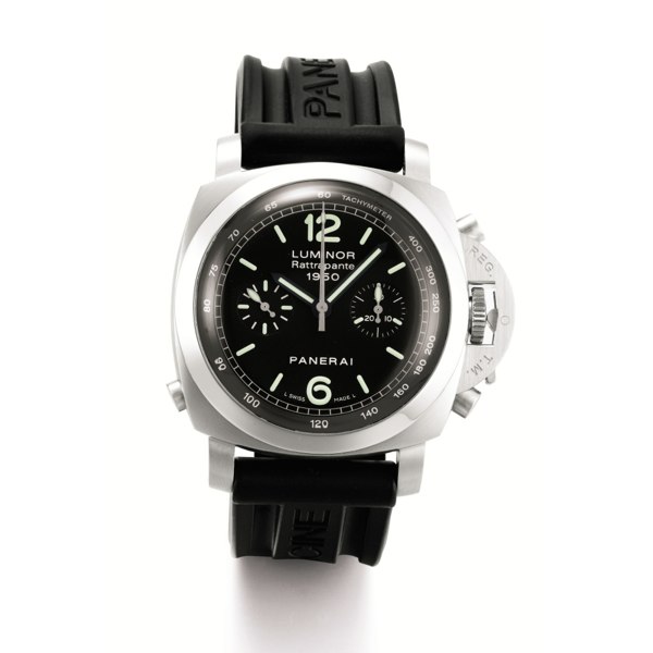 Panerai A STAINLESS STEEL CUSHION-FORM AUTOMATIC SPLIT SECONDS CHRONOGRAPH WRISTWATCH WITH REGISTER CIRCA 2005 PAM00213 LUMINOR RATTRAPANTE 1950 NO I261/600