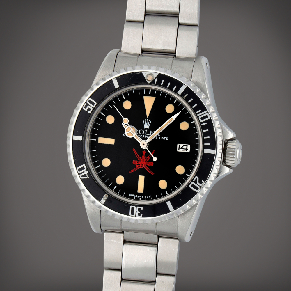 Retailed by Asprey: Sea-Dweller 'Khanjar', Reference 1665 | A stainless steel wristwatch with date, helium escape valve and bracelet | Circa 1973