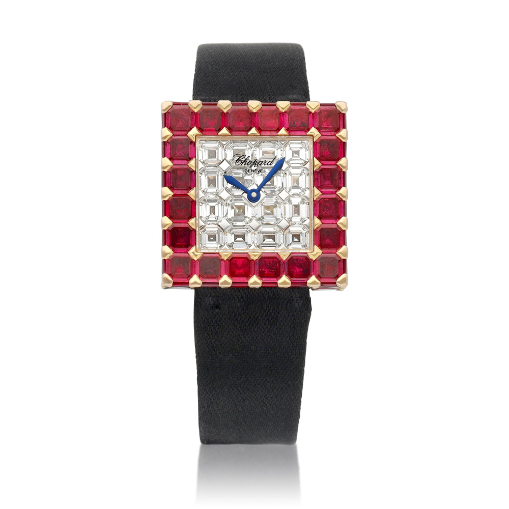 Ice Cube  A pink gold diamond and rubyset wristwatch Circa 2000   Ice Cube  2000
