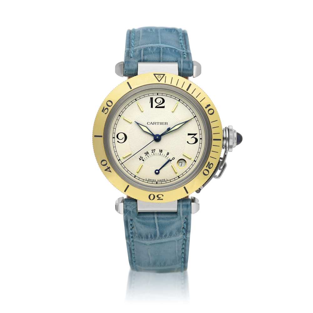 Pasha Reference 1033  A yellow gold and stainless steel wristwatch with date and power reserve indication Circa 1990    Pasha 1033  1990