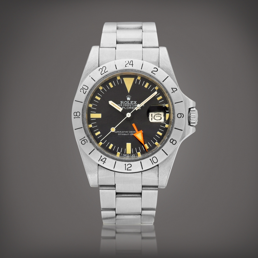 Rolex  Explorer II, Reference 1655 A stainless steel wristwatch with date, 24 hours indication and bracelet, Circa 1981 