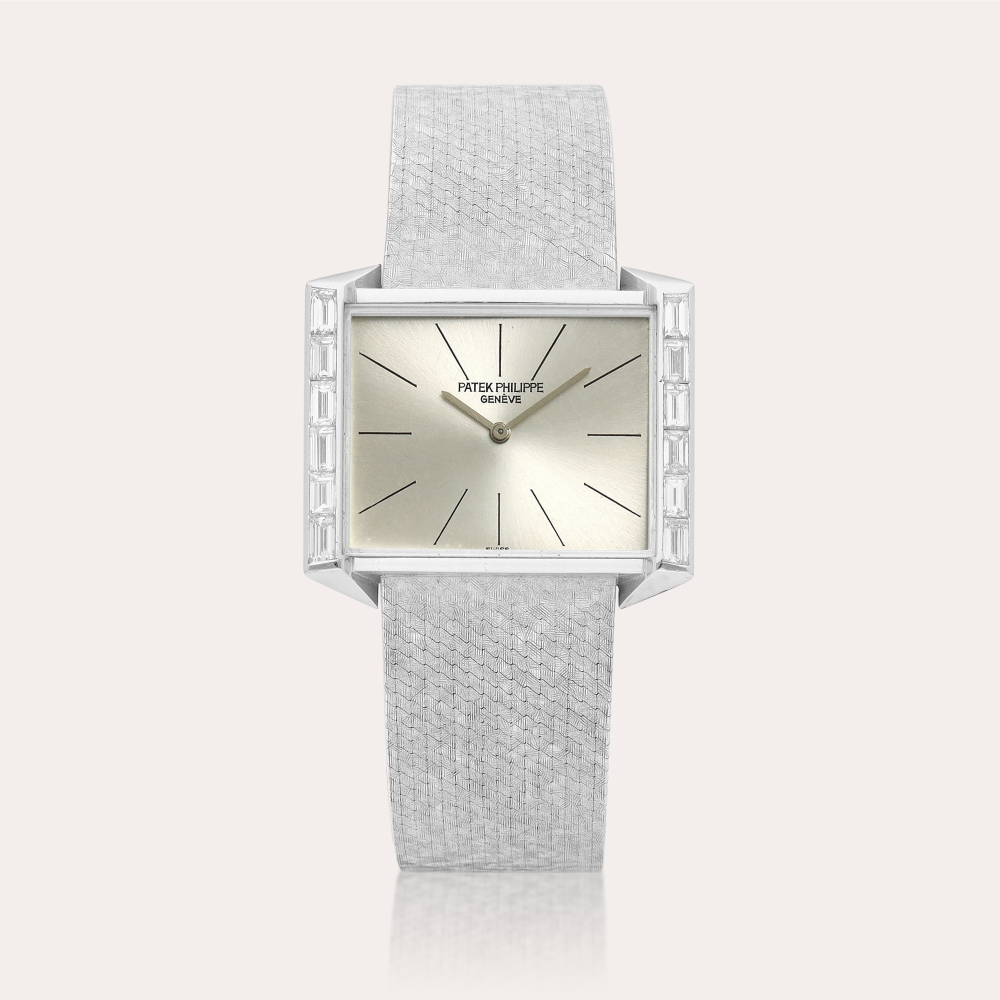 Patek Philippe Reference 3506 | A white gold and diamond-set bracelet watch, Circa 1970 | 百達翡麗 | 型號3506 | 白金鑲鑽石鏈帶腕錶，約1970年製