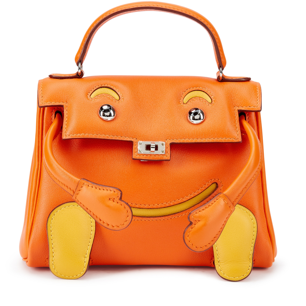 Hermès Limited Edition Orange H and Jaune Soleil Swift Quelle Idole Kelly Doll Palladium Hardware, 2011