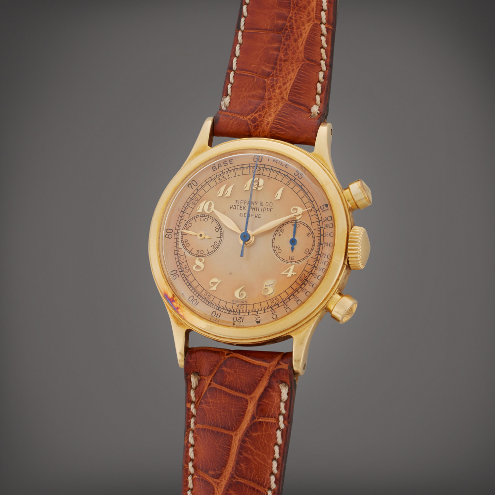 Reference 1463 'Tasti Tondi' | Retailed by Tiffany & Co.: A yellow gold chronograph wristwatch, Made in 1949