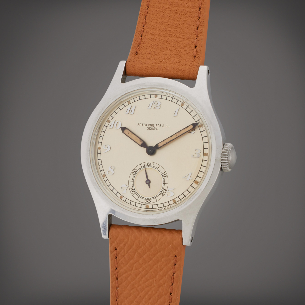 Reference 565 | A stainless steel wristwatch with Breguet numerals and luminous dial, Made in 1942