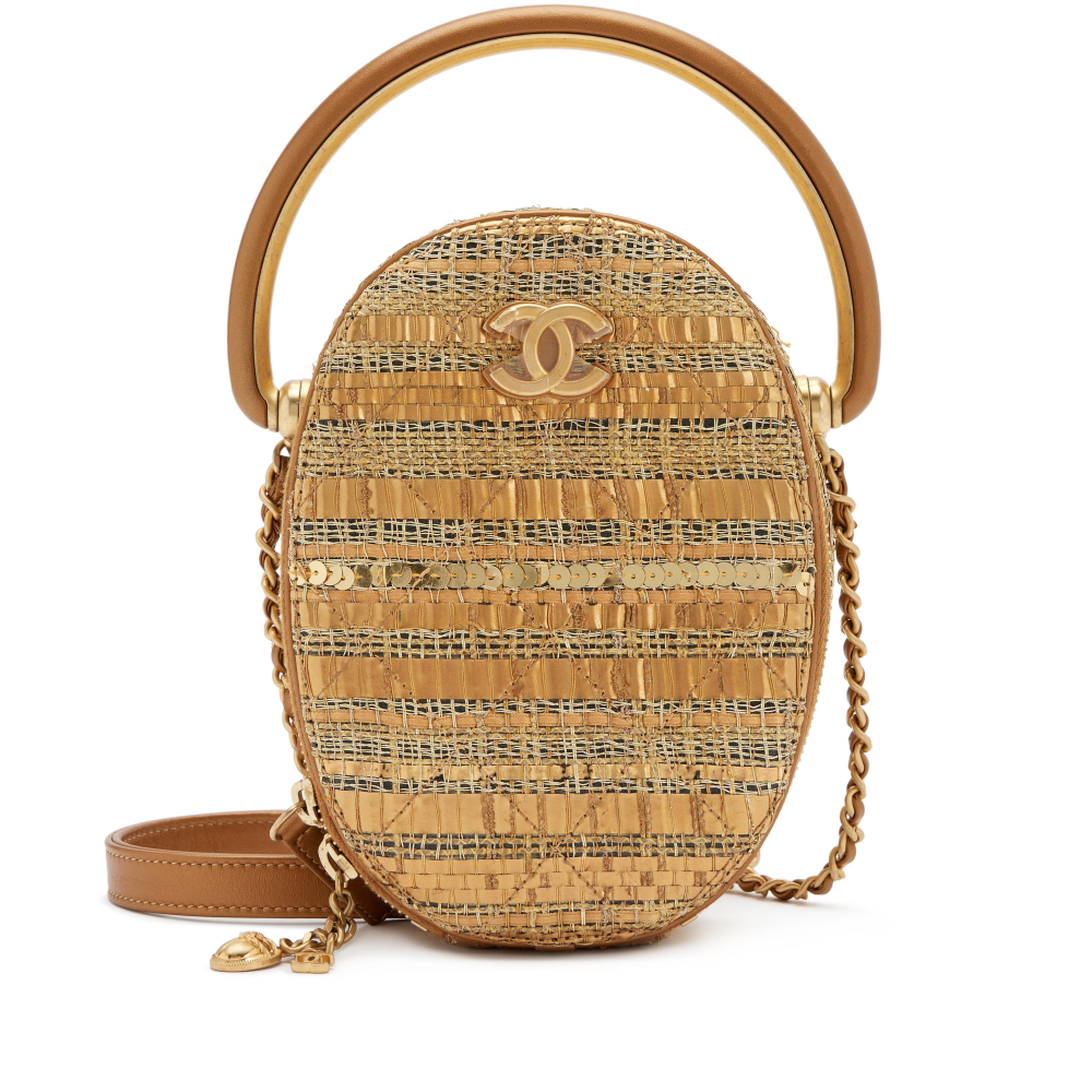 Chanel Gold Tweed and Sequin Paris-Egypt Camera Case Brushed Gold Hardware, 2019