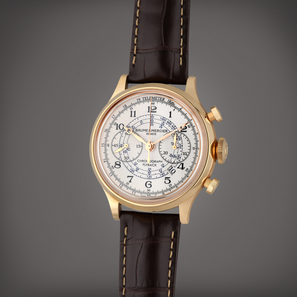 Baume & Mercier Reference 65688 Capeland Flyback | A pink gold automatic flyback chronograph wristwatch with date, Circa 2015