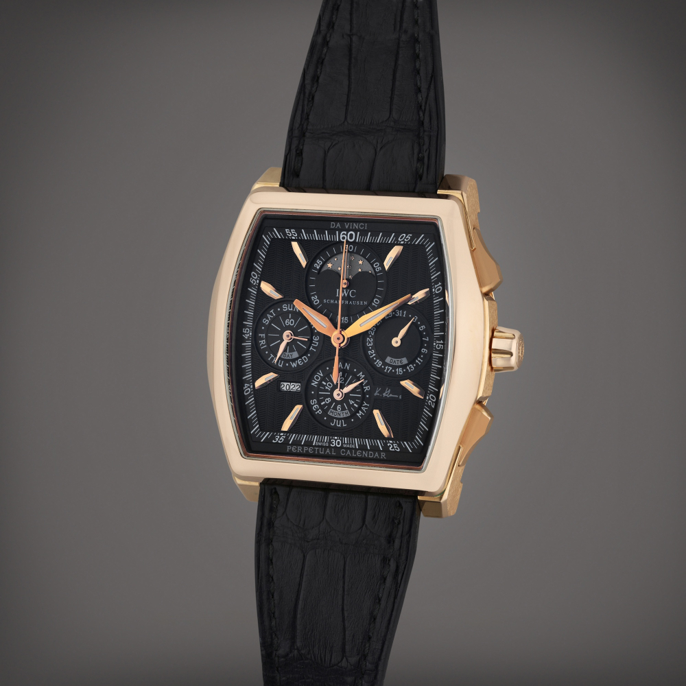 IWC Reference 376205 Da Vinci Kurt Klaus | A limited edition pink gold automatic chronograph perpetual calendar wristwatch with moon phases, Circa 2009