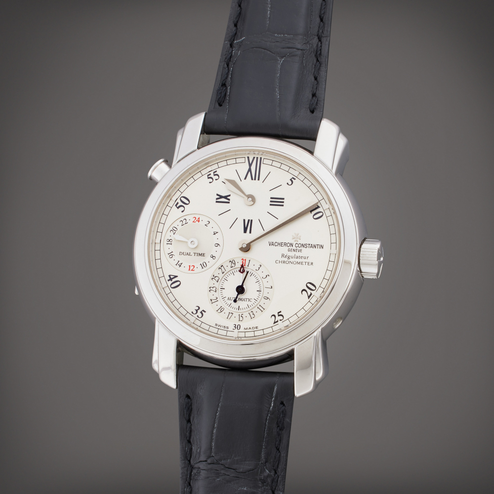 Vacheron Constantin Reference 42005 Malte | A white gold automatic dual time regulator wristwatch with date, Circa 2009