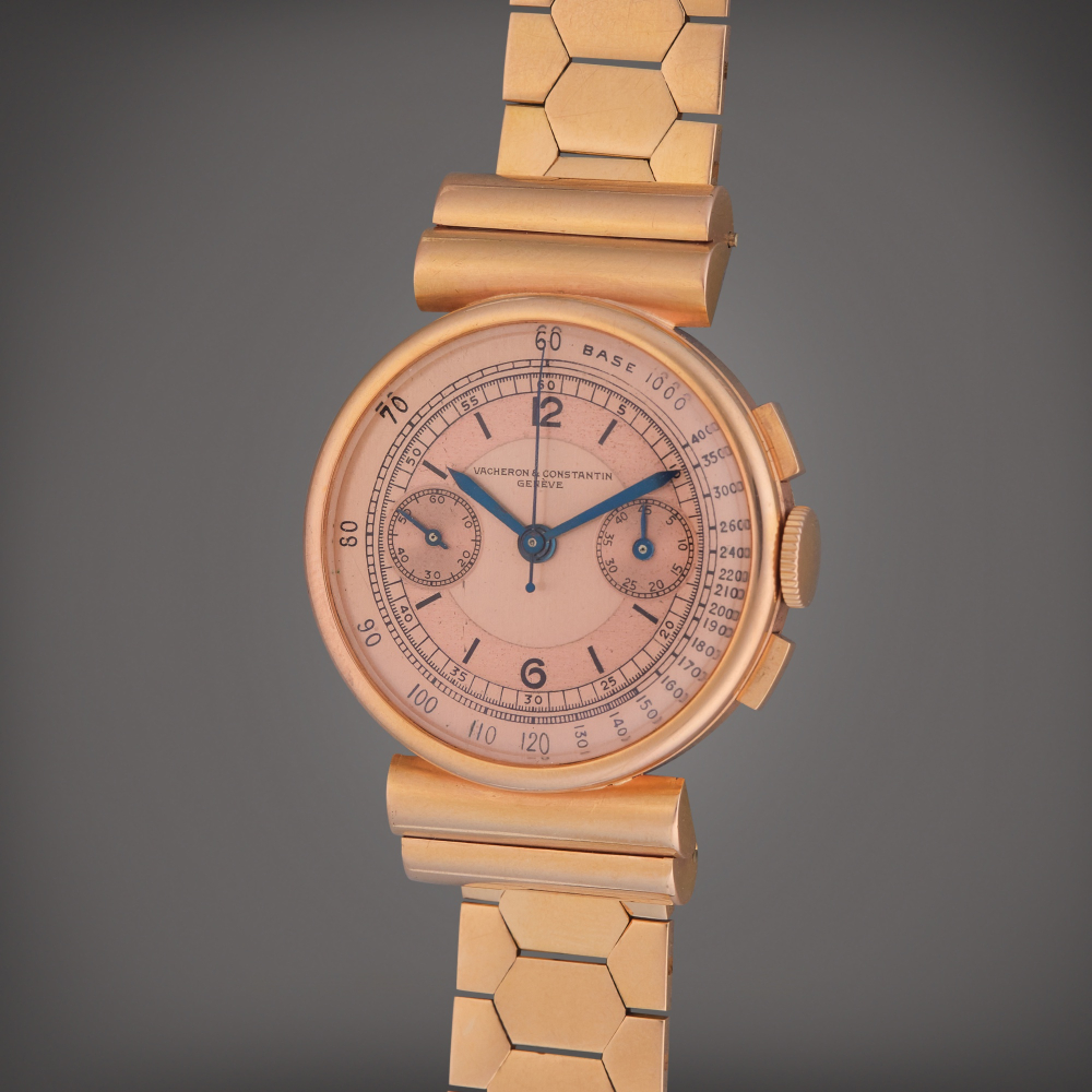 Vacheron Constantin Reference 4083 | A pink gold chronograph wristwatch with bracelet, Circa 1940