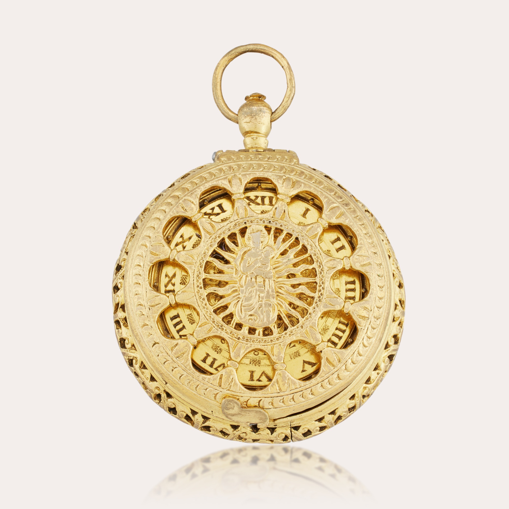 German A rare and early gilt metal stackfreed clock watch, Circa 1580 and later