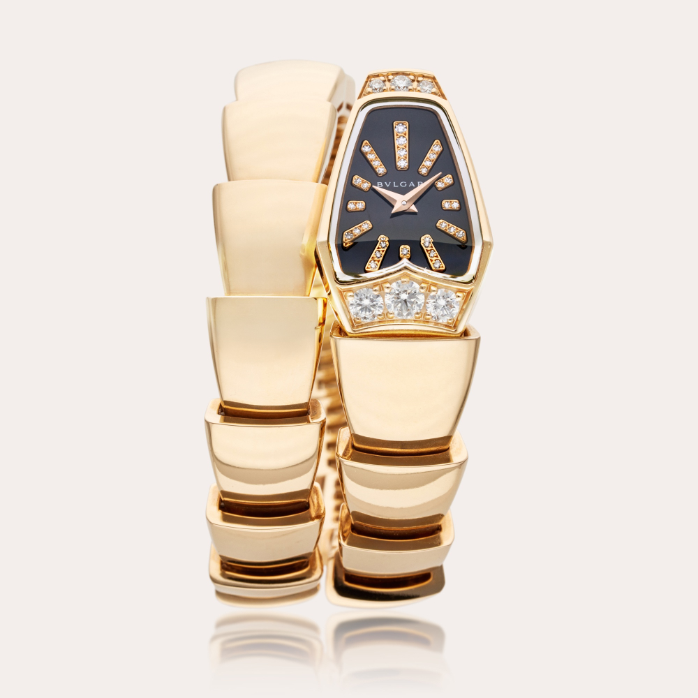 Bulgari Reference SP P 26 G Serpenti | A pink gold and diamond-set expandable bracelet watch, Circa 2020