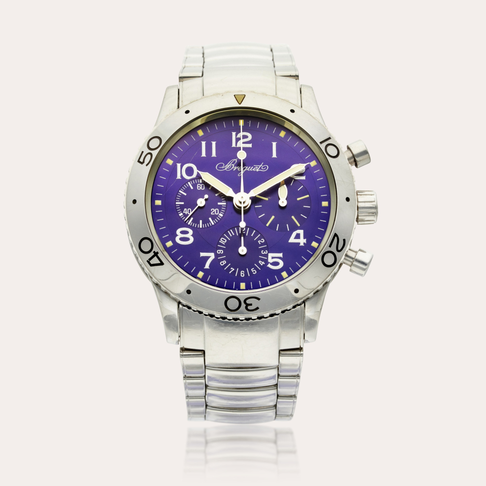Breguet Reference 3807 Type XX Aéronavale | A stainless steel automatic flyback chronograph wristwatch with bracelet, Circa 2000