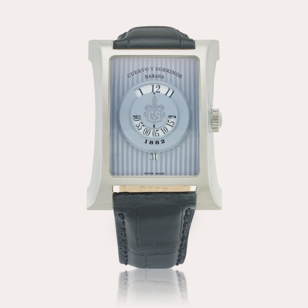Cuervo Y Sobrinos Reference A2412/2 Espléndidos 1882 | A stainless steel automatic rectangular wristwatch with date, Circa 2010