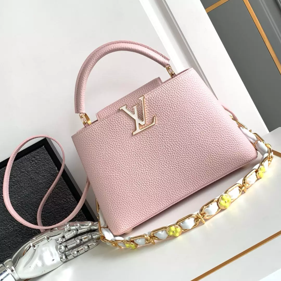 Louis Vuitton LV Capucines BB Pink Handbags Lock Gold 27x18x9cm