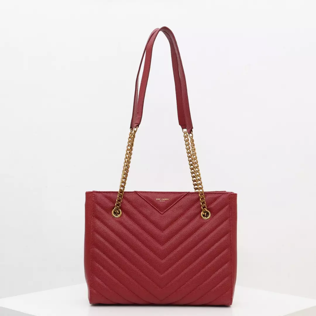 Saint Laurent Tribeca shoulder bag in burgundy leather