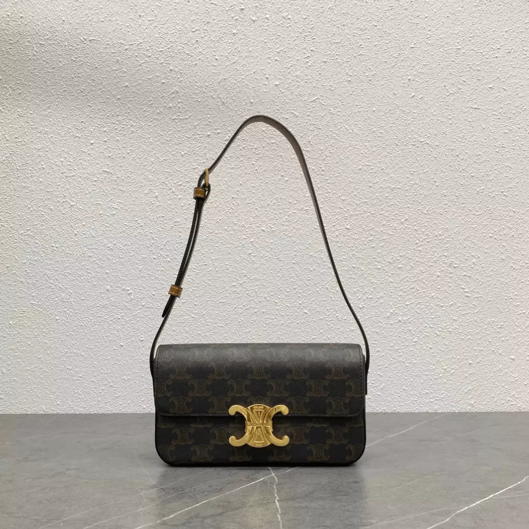 Celine Triomphe Handbag Printed Logo Super Quality Smooth Leather 20x12cm