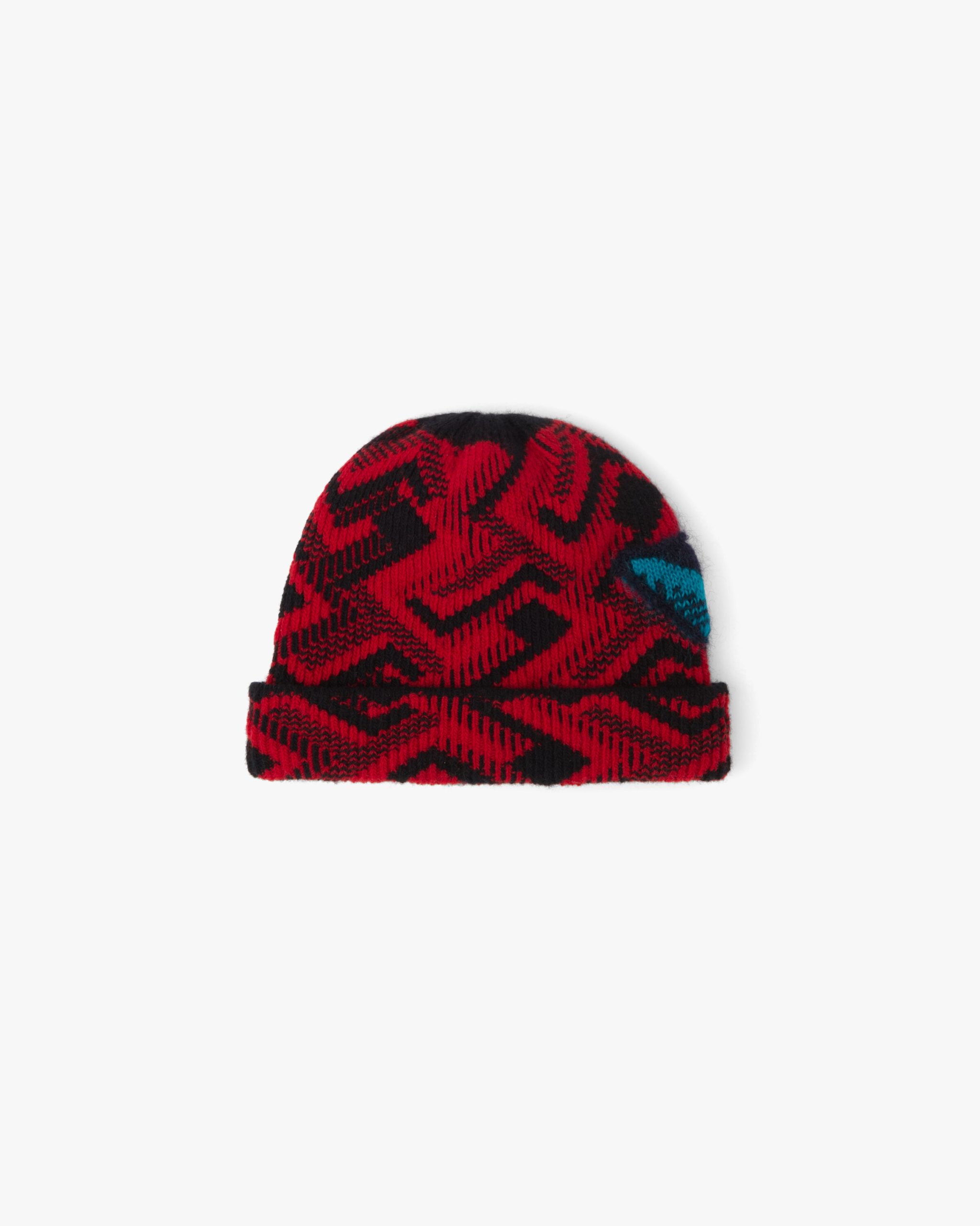 Black/red Wool and cashmere jacquard beanie