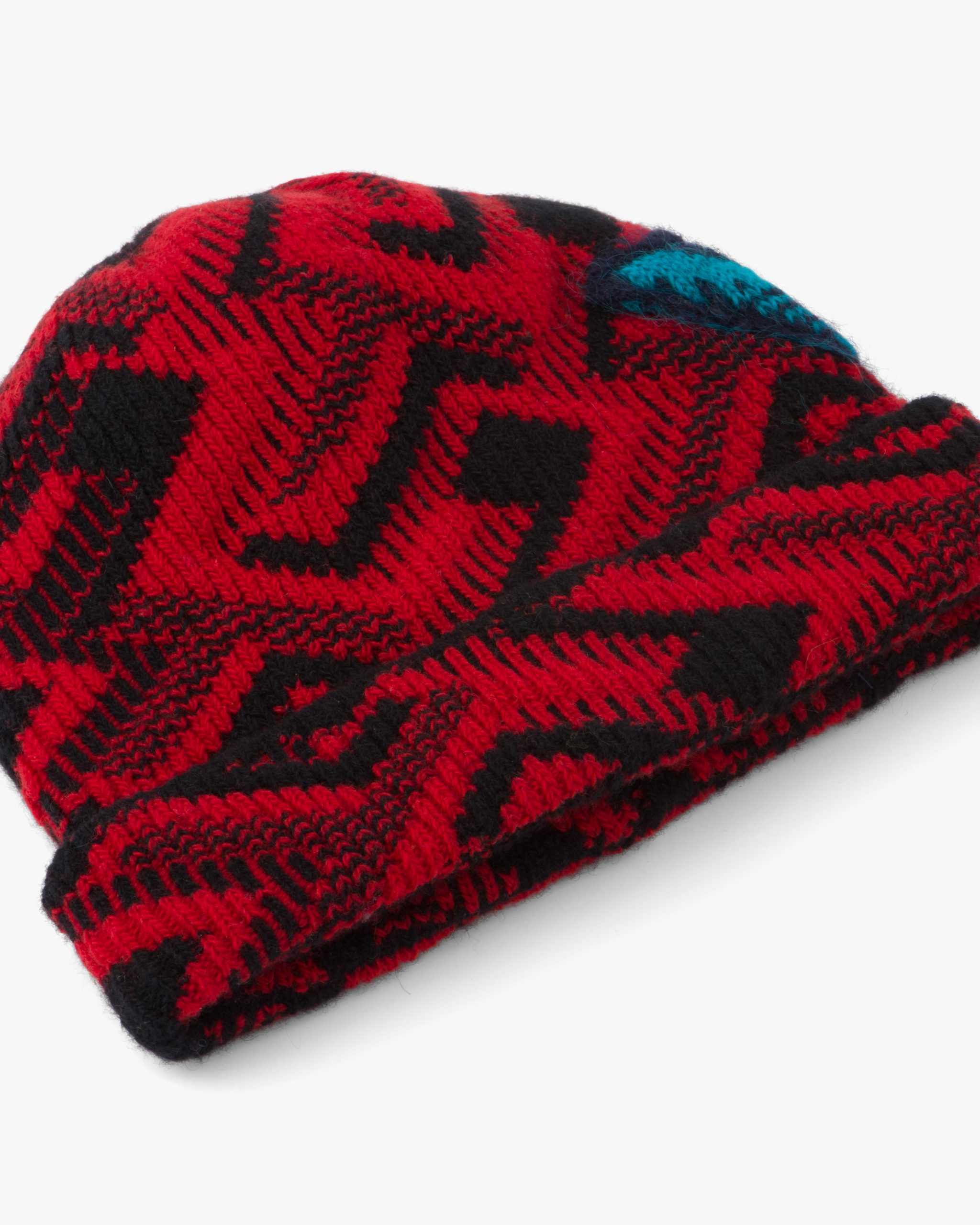 Black/red Wool and cashmere jacquard beanie - Image 3