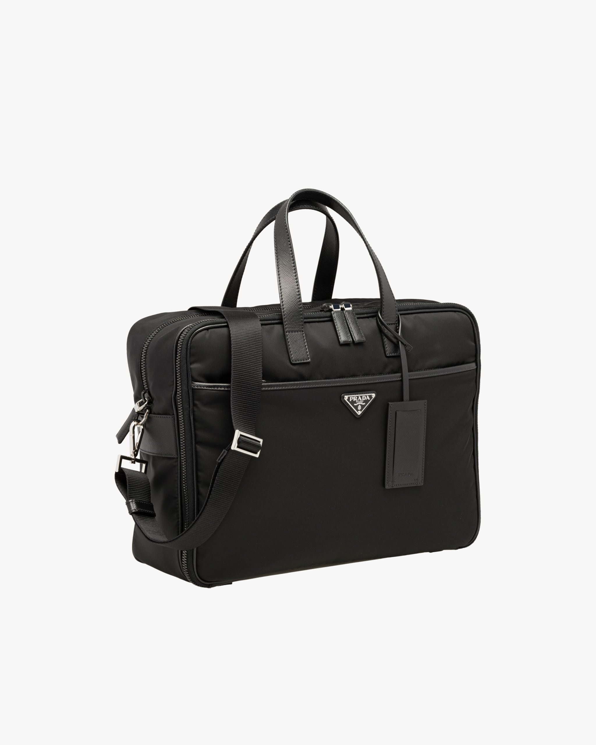 Black Re-Nylon and Saffiano leather briefcase - Image 3