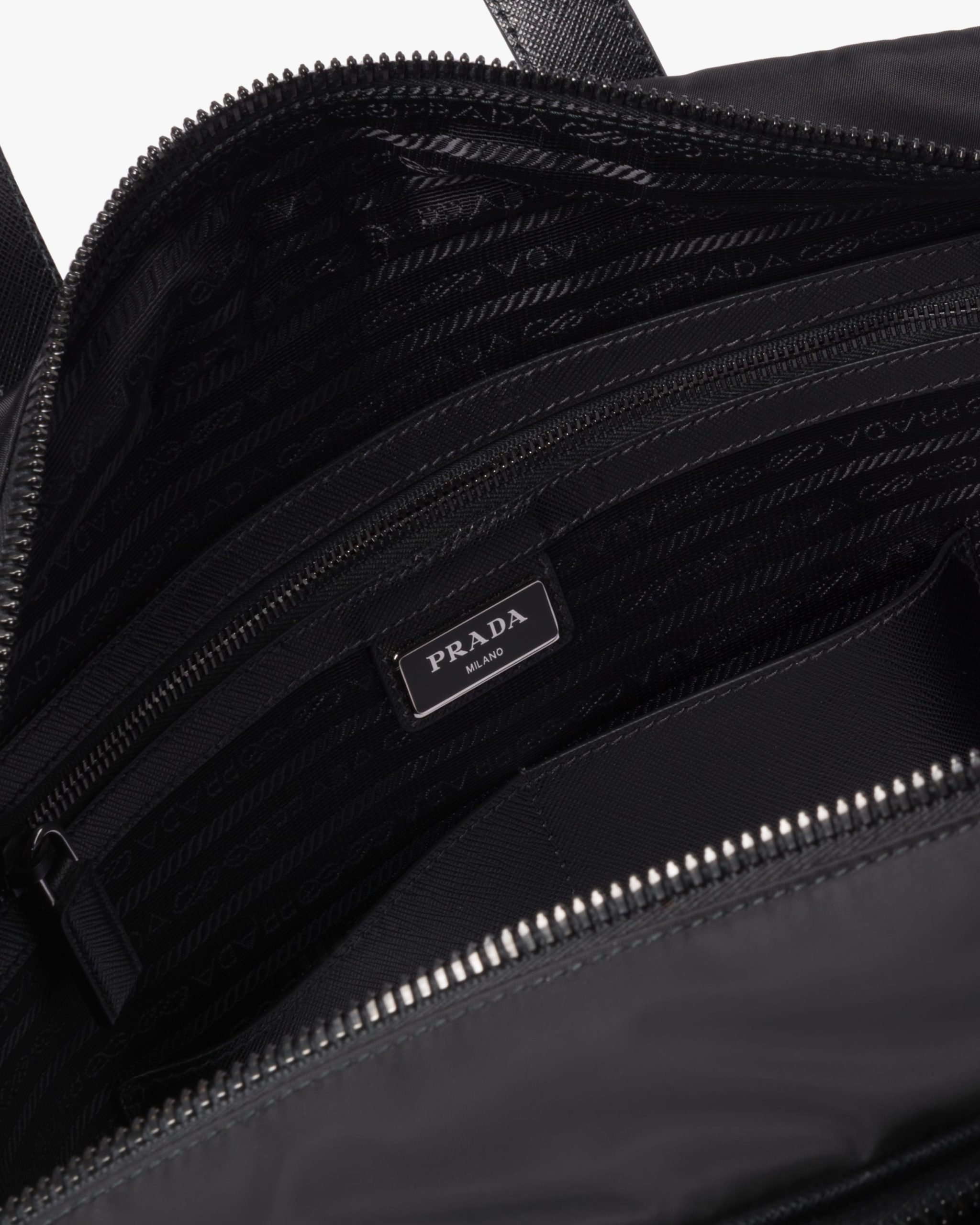 Black Re-Nylon and Saffiano leather briefcase - Image 5