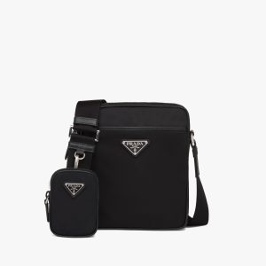 Black Re-Nylon and Saffiano leather shoulder bag