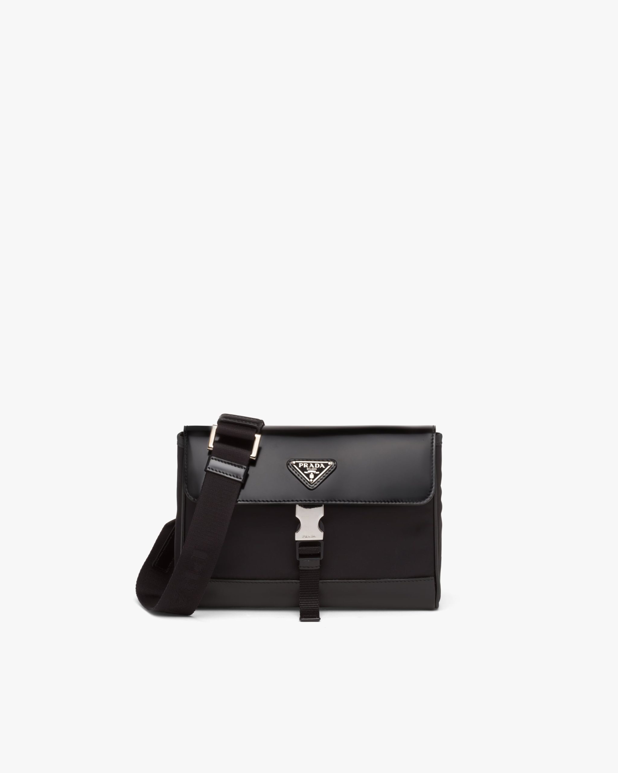 Black Re-Nylon and leather shoulder bag
