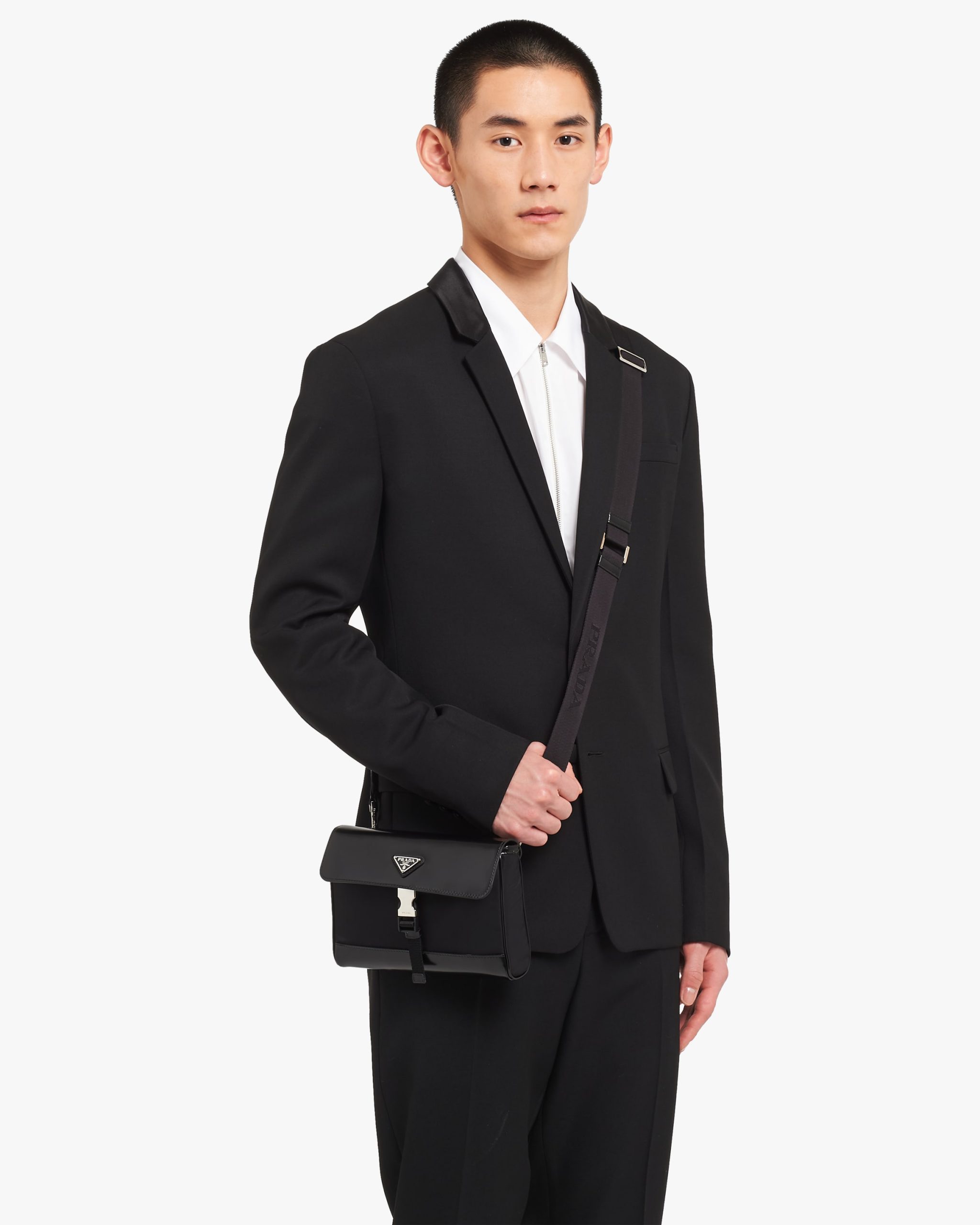 Black Re-Nylon and leather shoulder bag - Image 2