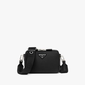 Black Saffiano leather Prada Brique bag