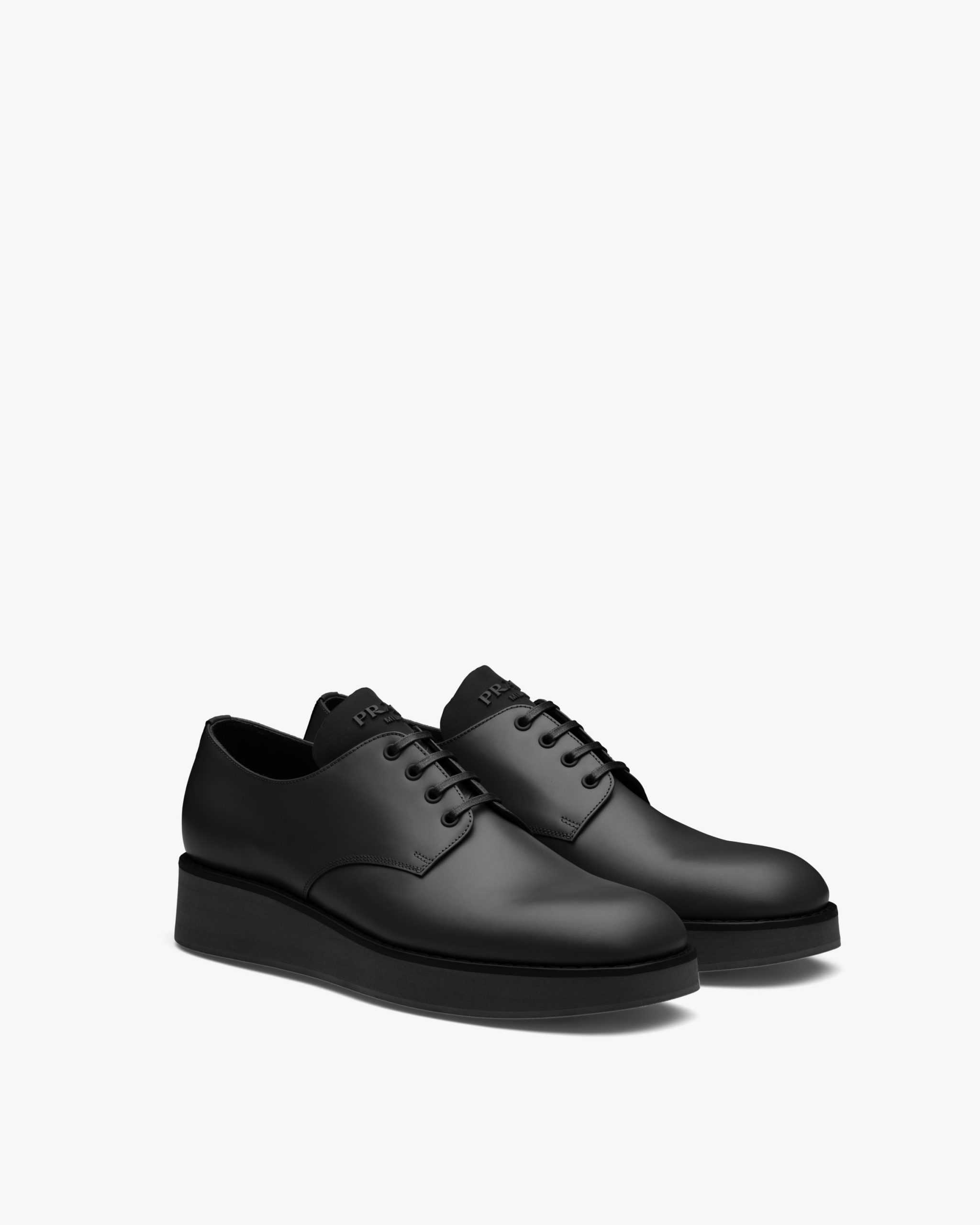 Black Brushed leather Derby shoes