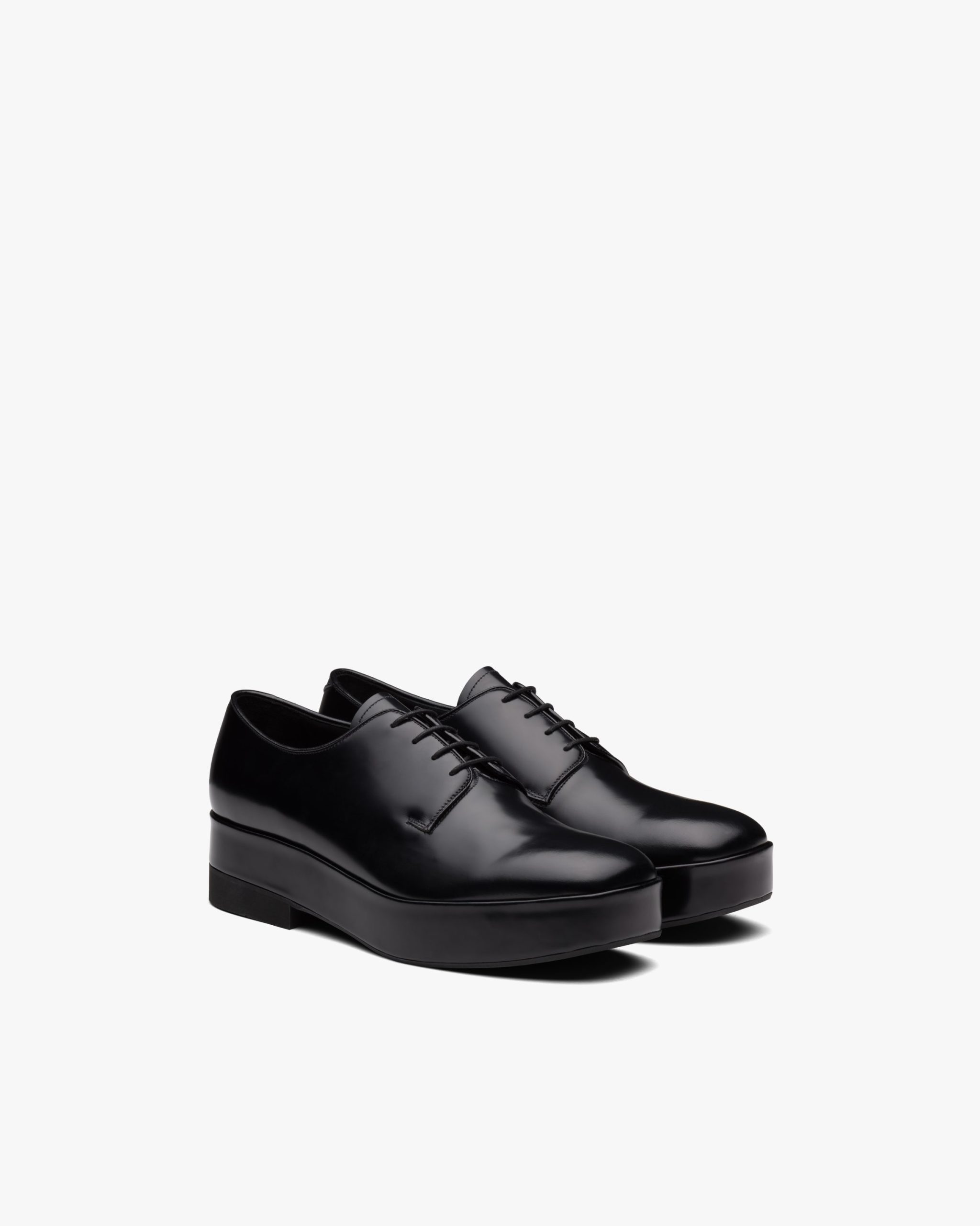 Black Brushed leather laced derby shoes