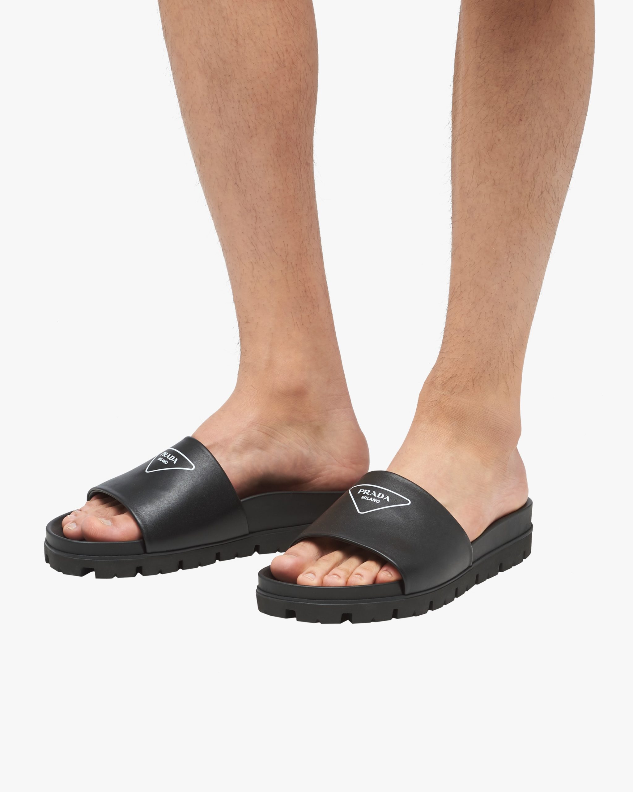 Black Leather slide sandals - Image 5