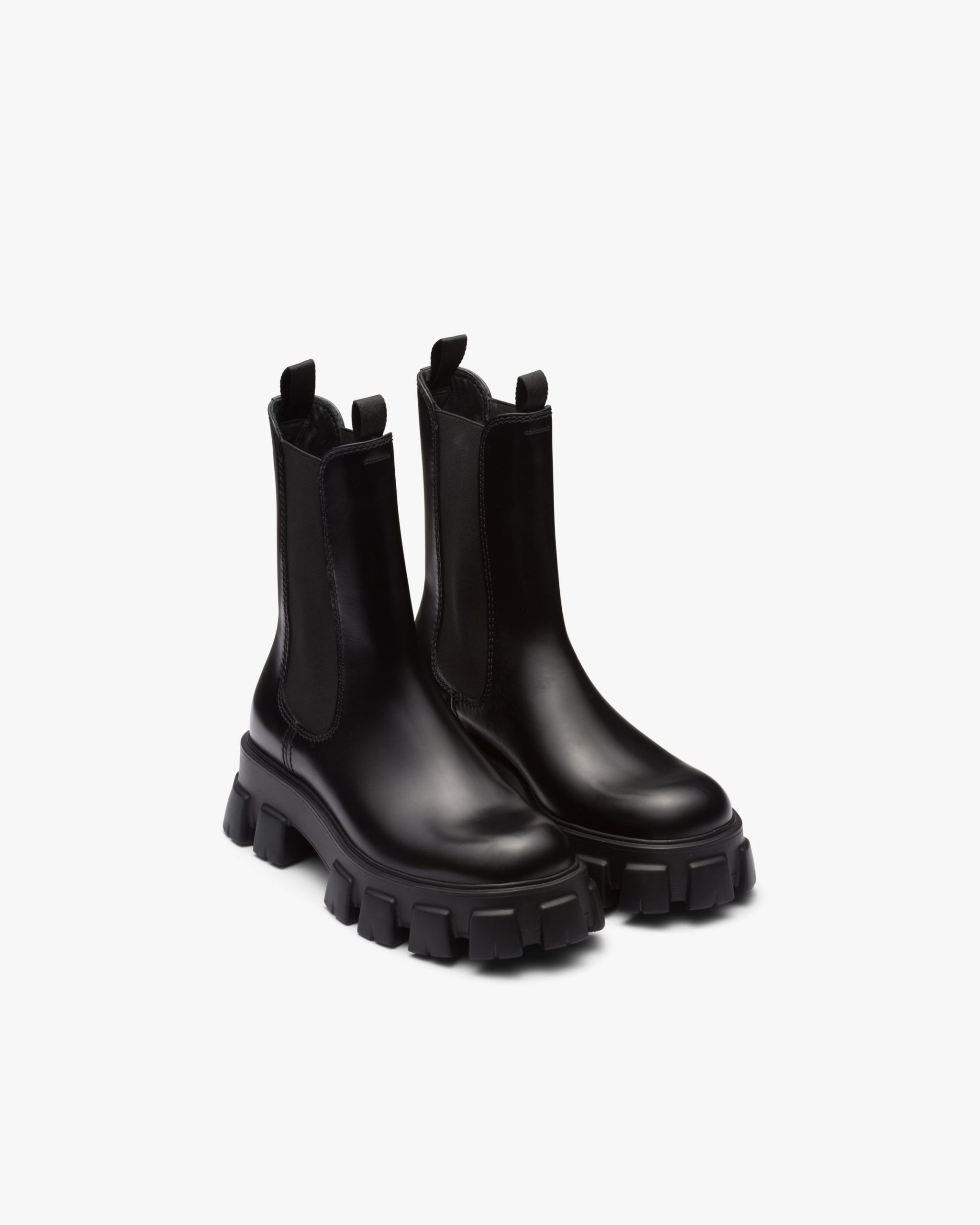 Black Monolith brushed leather Chelsea boots