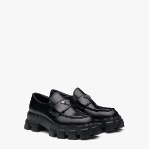 Black Monolith brushed leather loafers