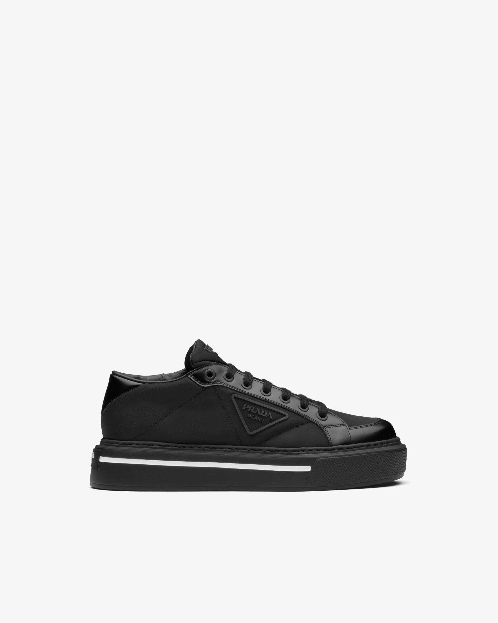 Black Prada Macro Re-Nylon and brushed leather sneakers - Image 2